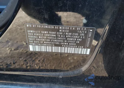 2014 Volkswagen Jetta 1.8T Se from USA, damaged, VIN 3VWD17AJ1EM380918